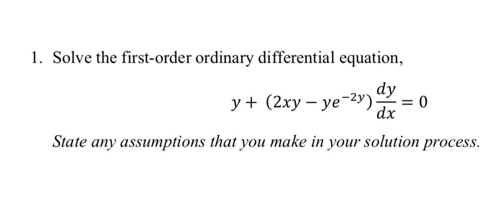 Solved 1. Solve the first-order ordinary differential | Chegg.com