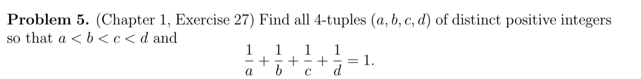 Solved Problem 5. (Chapter 1, Exercise 27) Find all 4-tuples | Chegg.com