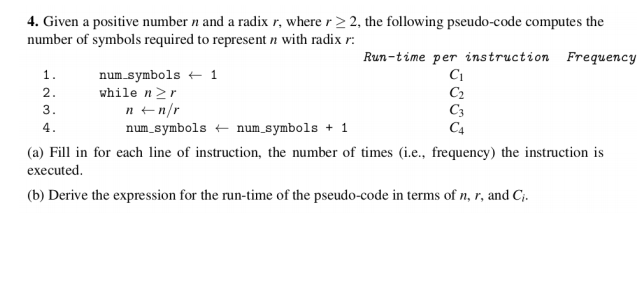 Solved 4. Given a positive number n and a radix r, where r 2 | Chegg.com