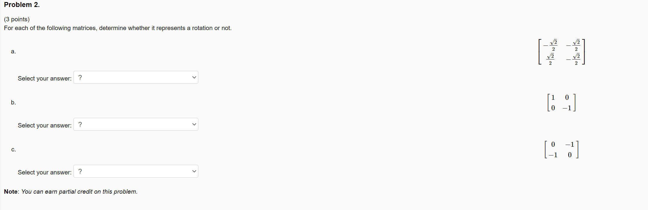Solved Problem 2. (3 points) For each of the following | Chegg.com