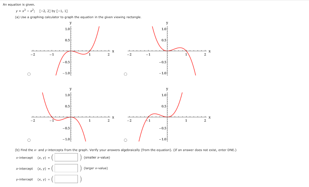 Solved An equation is given. y = x3 - x2; (-2, 2] by [-1, 1] | Chegg.com