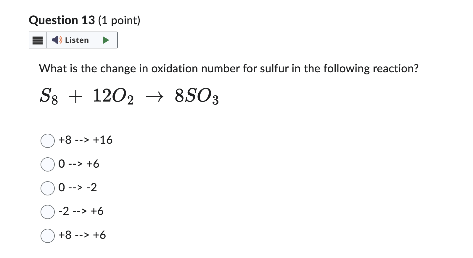 Solved What is the change in oxidation number for sulfur in | Chegg.com