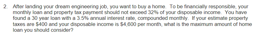 Solved 2. After landing your dream engineering job, you want | Chegg.com
