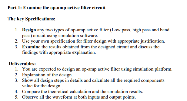 Solved Part 1: Examine the op-amp active filter circuit The | Chegg.com