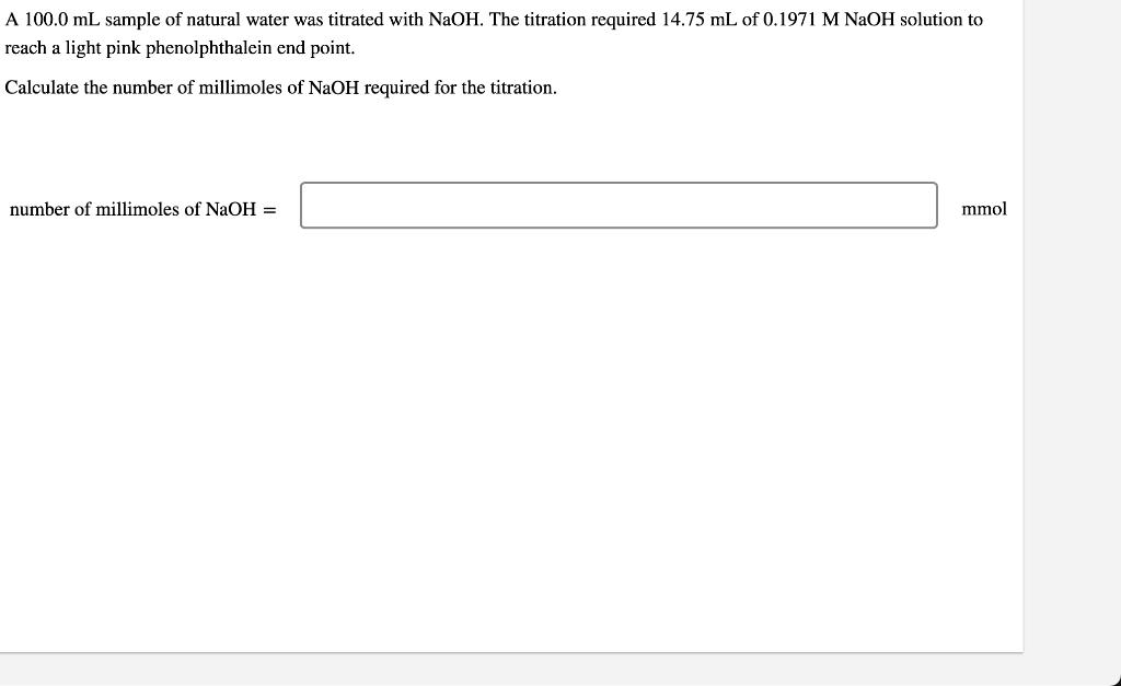 Solved A 100.0 mL sample of natural water was titrated with | Chegg.com