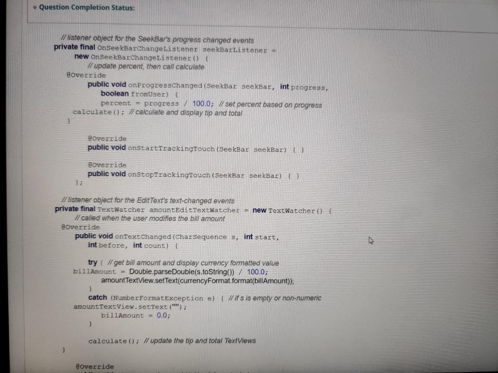Solved Consider the following Java code for a Tip Calculator | Chegg.com