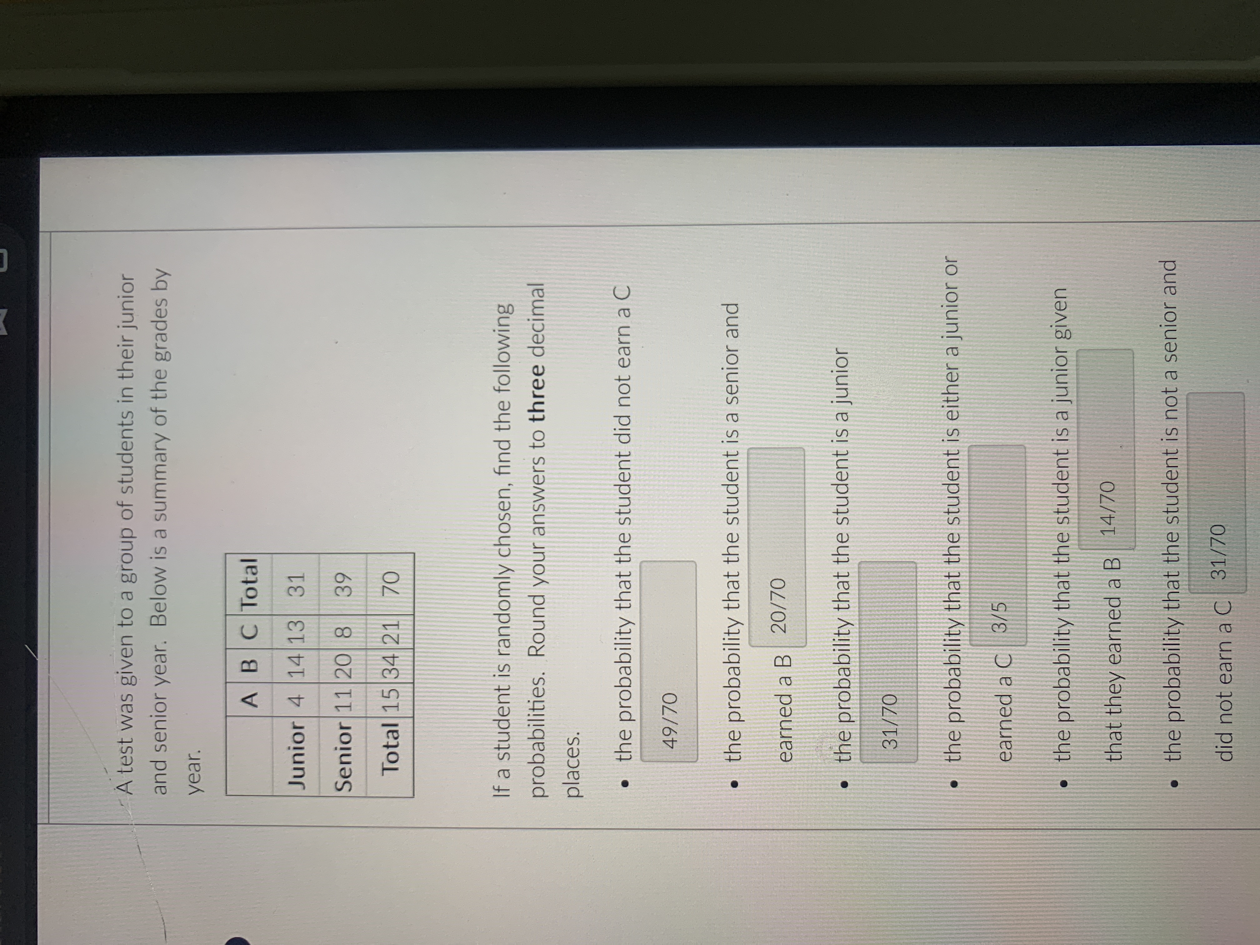 Solved A test was given to a group of students in their | Chegg.com