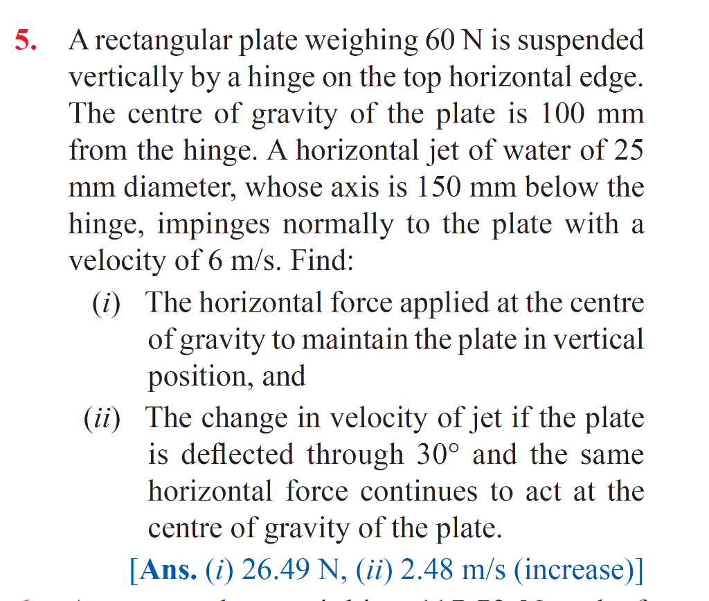 Solved 5. A rectangular plate weighing 60 N is suspended | Chegg.com