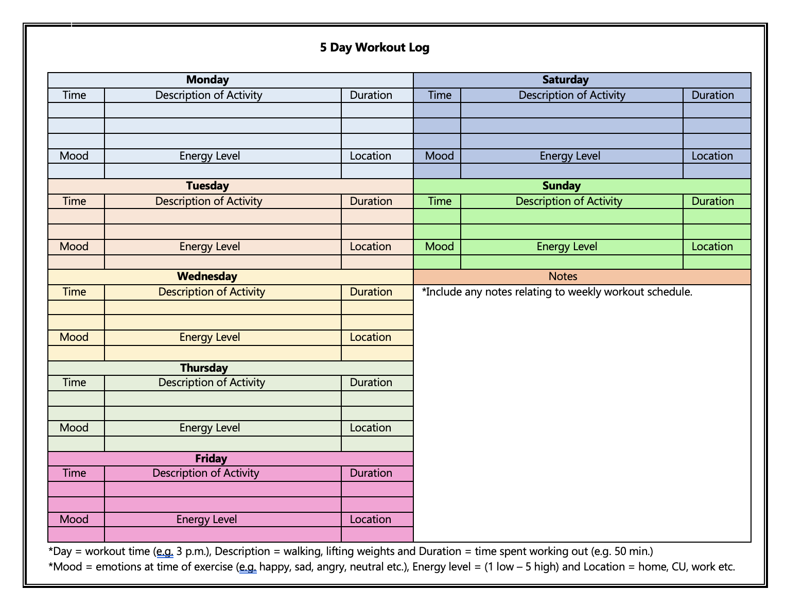 Solved Help with filling out physical acitivity log Complete