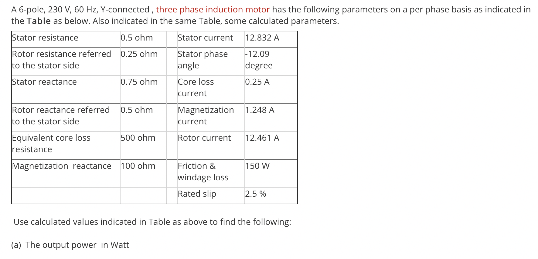 Solved A 6-pole, 230 V, 60 Hz, Y-connected, three phase | Chegg.com
