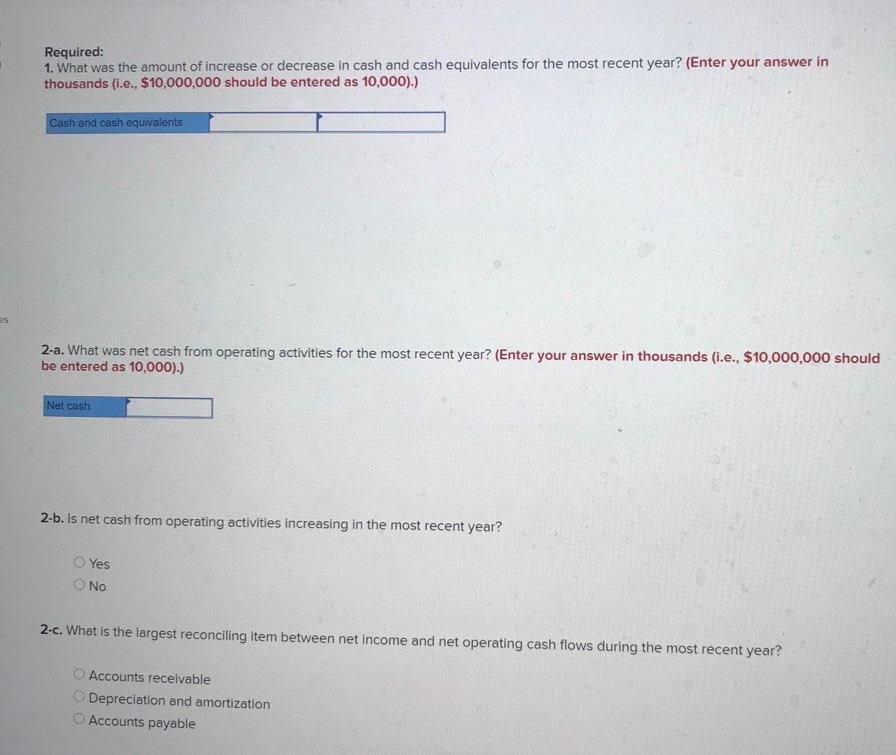 Solved Required: 1. What was the amount of increase or | Chegg.com