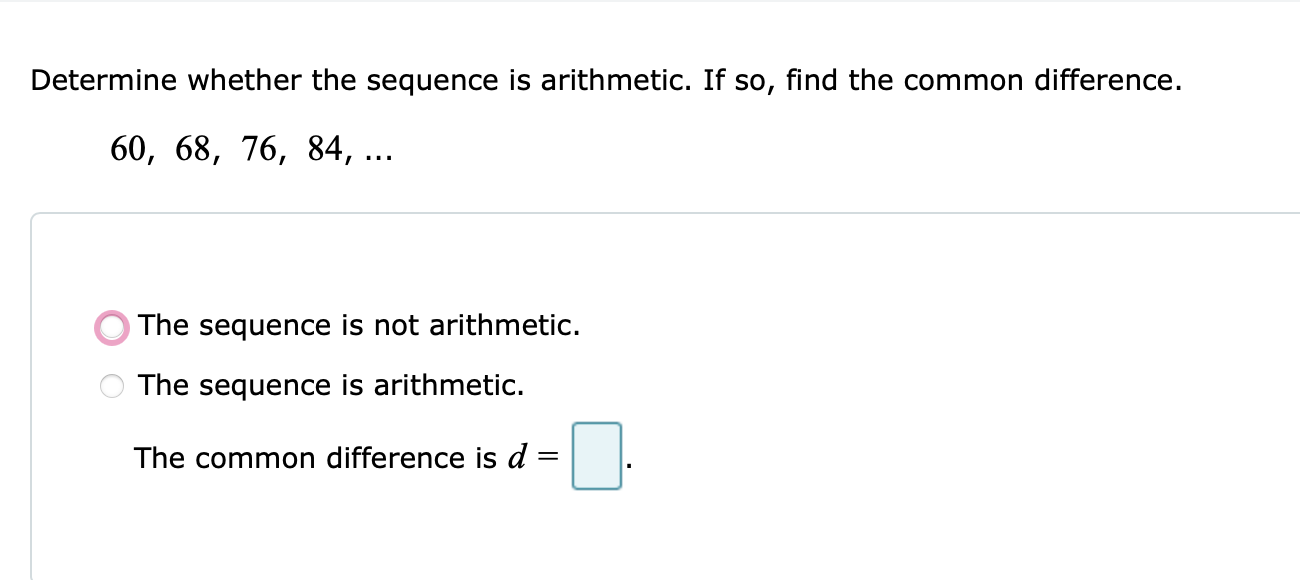 algebra 2 assignment determine if the sequence is arithmetic