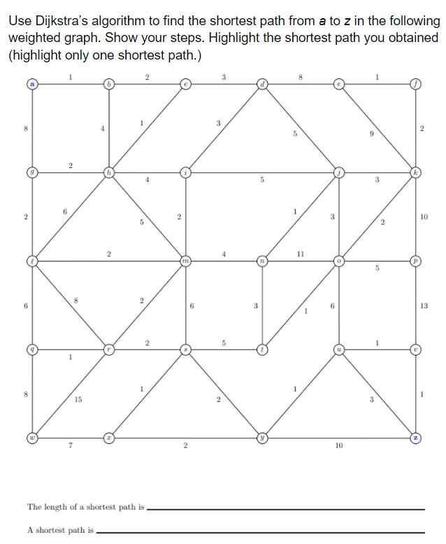 Solved Use Dijkstra's algorithm to find the shortest path | Chegg.com