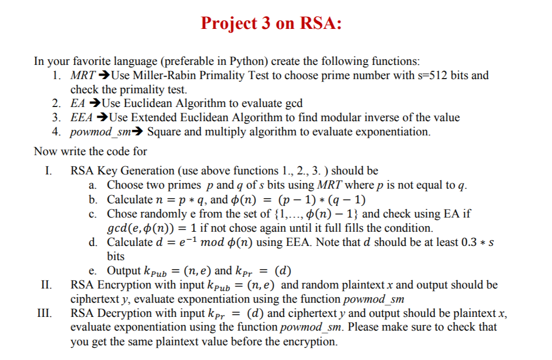 Solved Python. RSA. Code provided. Please fix code to fit | Chegg.com