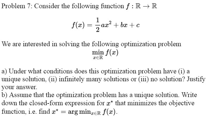 Solved Problem 7: Consider the following function f: RR 1 | Chegg.com