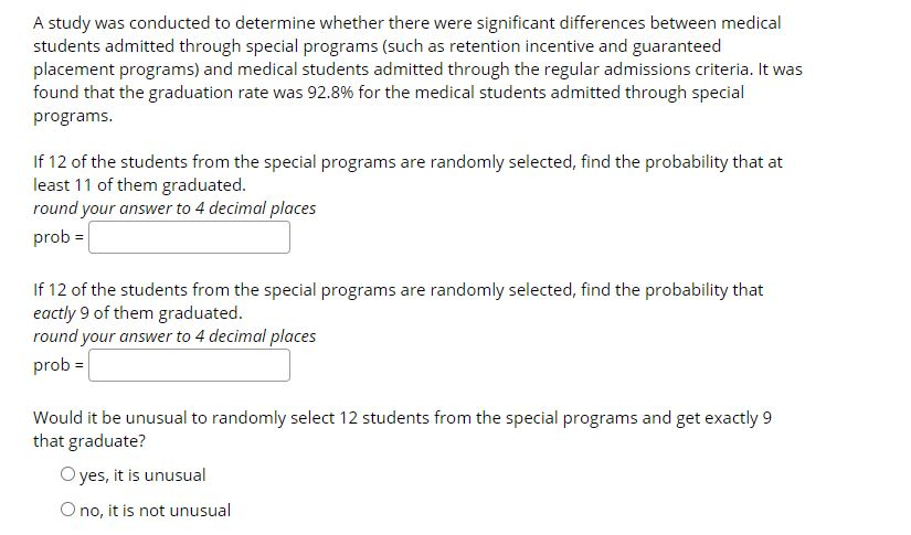 Solved A study was conducted to determine whether there were | Chegg.com