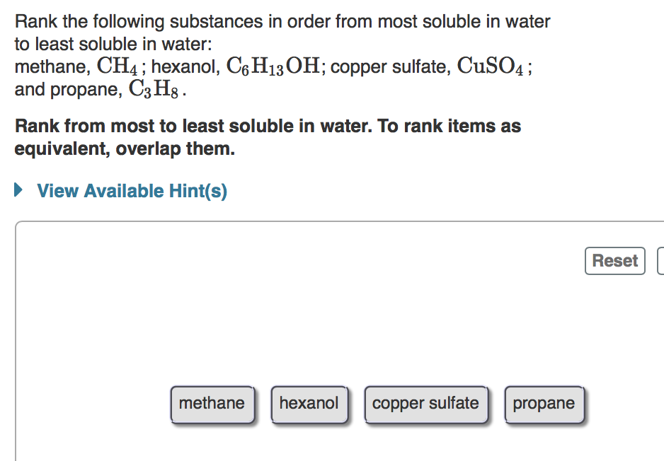 Solved Rank the following substances in order from most | Chegg.com