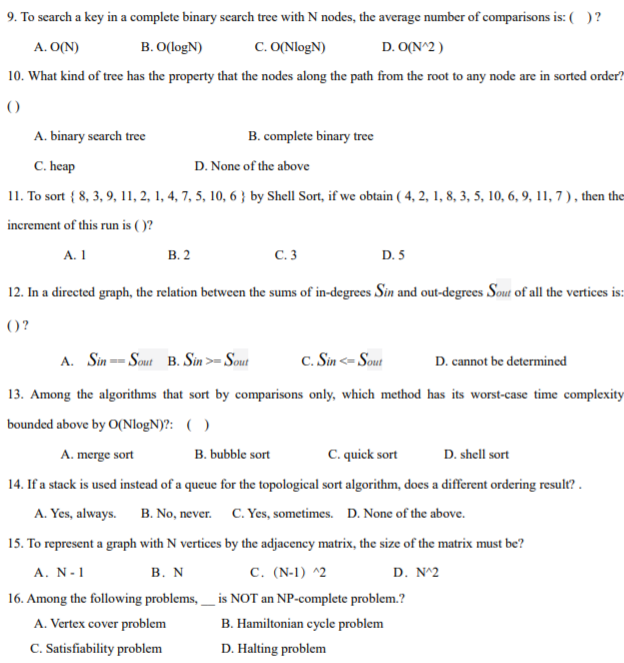 Solved 9. To search a key in a complete binary search tree | Chegg.com