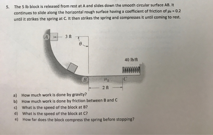 Solved 5. The 5 Lb Block Is Released From Rest At A And | Chegg.com