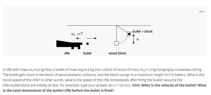 Solved bullet + block Up =? rifle bullet wood block A rifle | Chegg.com