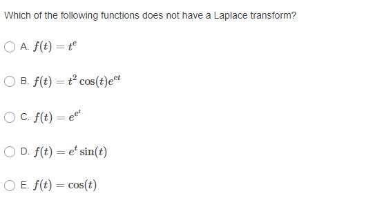 Solved Which of the following functions does not have a | Chegg.com
