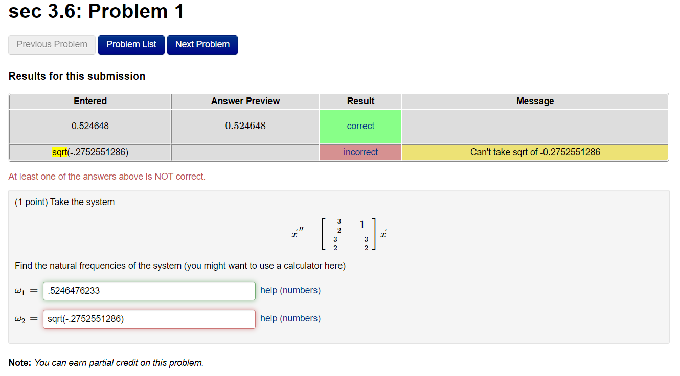 Solved sec 3.6: Problem 1 Previous Problem Problem List Next | Chegg.com