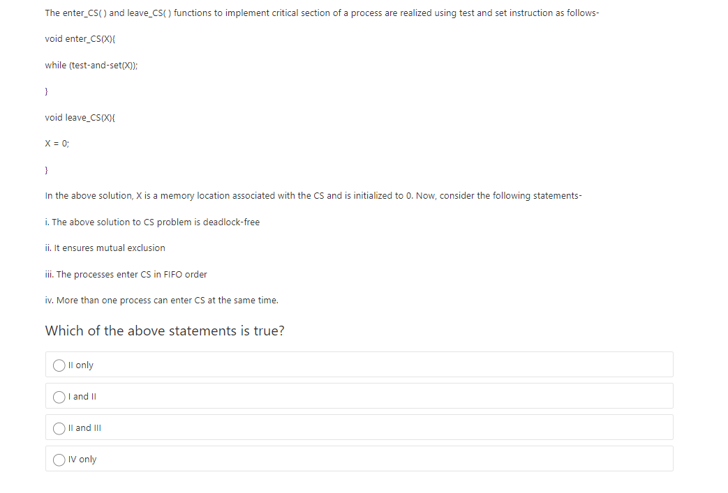 Solved The enter_CS() and leave_CS() functions to implement | Chegg.com