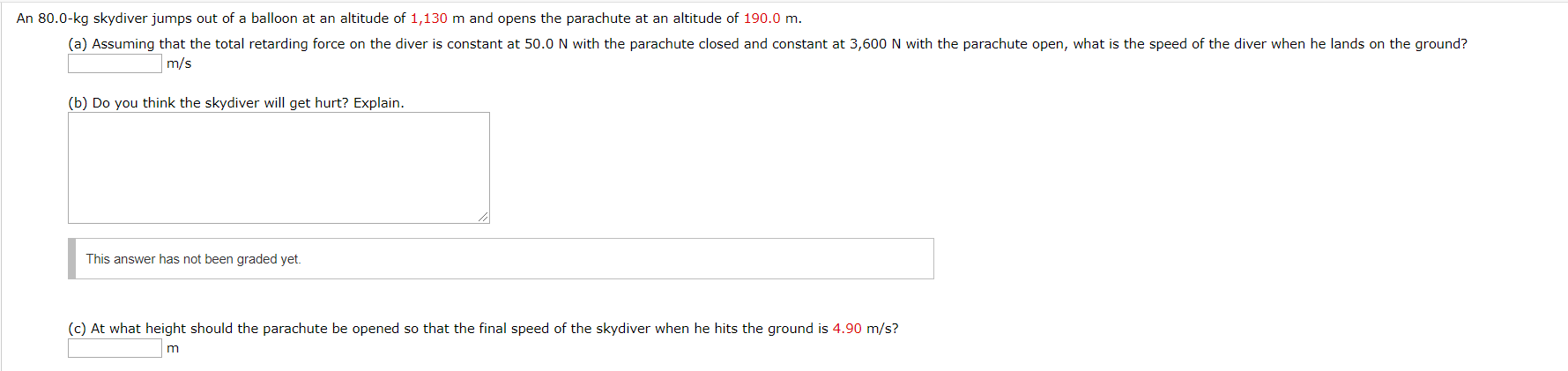 Solved An 80.0-kg Skydiver Jumps Out Of A Balloon At An | Chegg.com