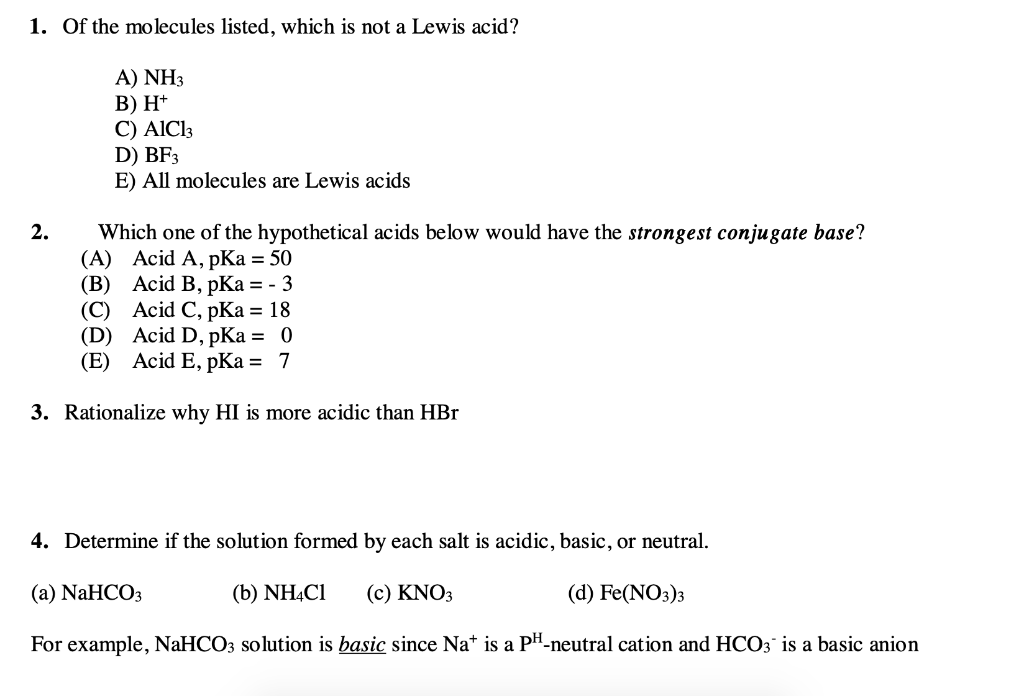 Solved 1. Of the molecules listed, which is not a Lewis | Chegg.com