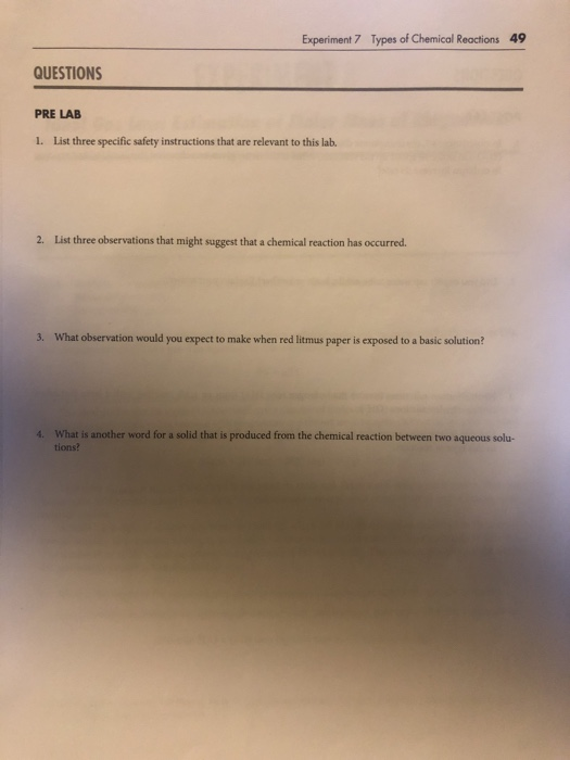 Solved Experiment 7 Types Of Chemical Reactions 49 Questions 3407