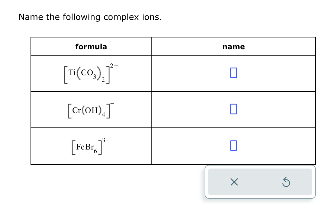 Solved Name The Following Complex Ions. | Chegg.com