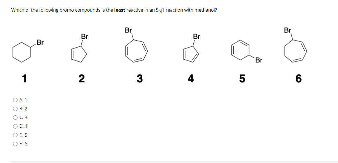 Solved Which of the following bromo compounds is the least | Chegg.com