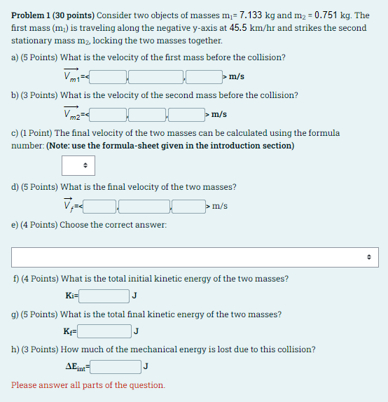 Solved Problem 1 (30 points) Consider two objects of masses | Chegg.com