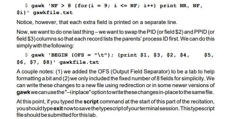 Solved The gawk Programming Language This time, we're going | Chegg.com