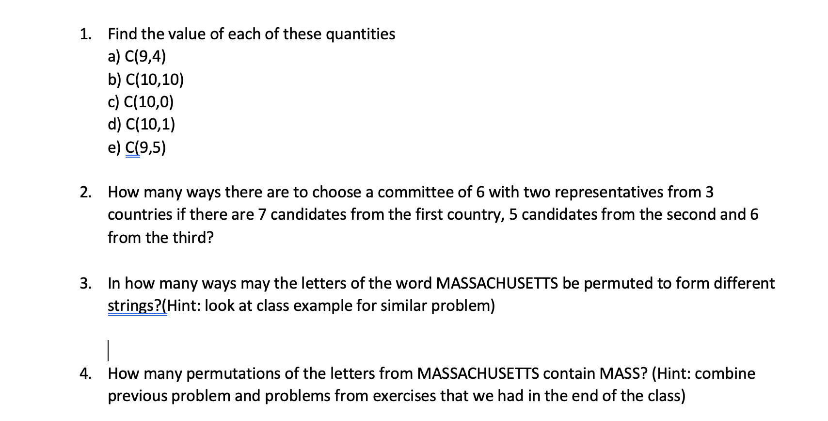 Solved 1. Find the value of each of these quantities a) | Chegg.com