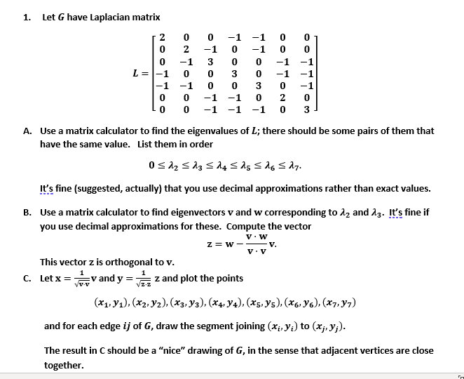 1 Let G Have Laplacian Matrix 0 0 2 0 0 L 1 1 Chegg Com