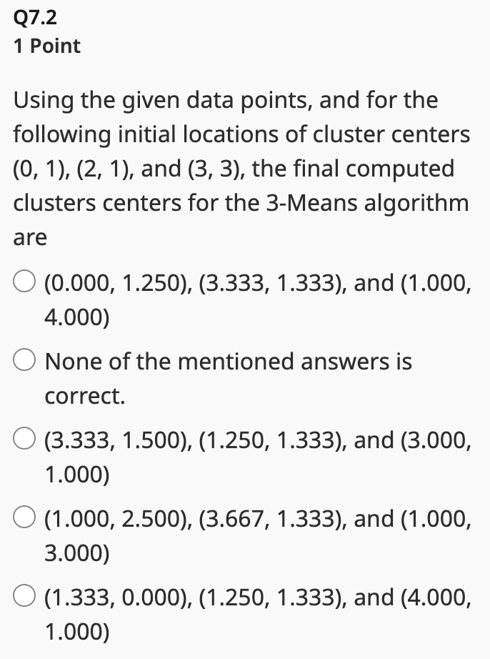 Solved Q7 4 Points Given the following set of data points
