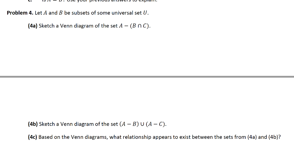 Solved Problem 4. Let A And B Be Subsets Of Some Universal | Chegg.com