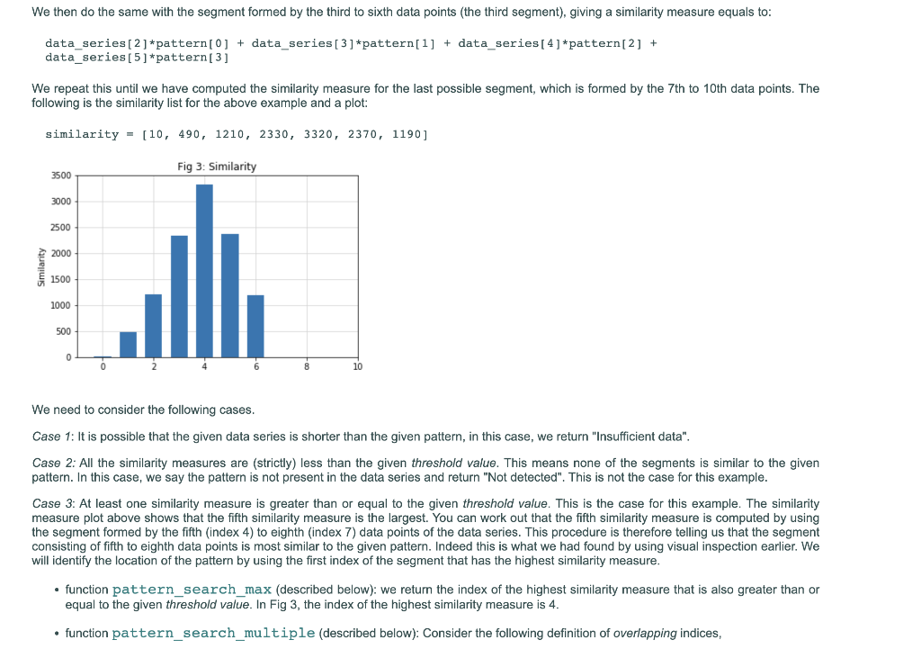 Solved Algorithm for locating a pattern in a data series The | Chegg.com