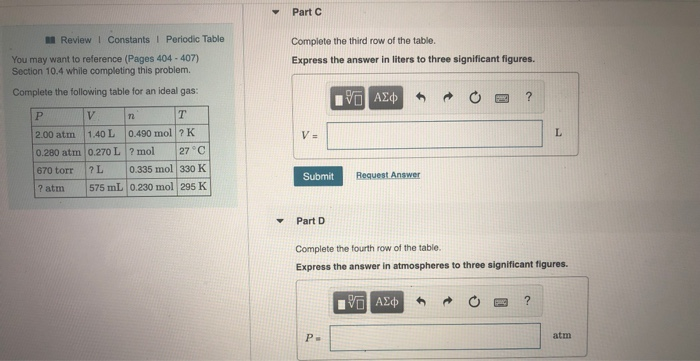 Solved PartC Complete the third row of the table Express the