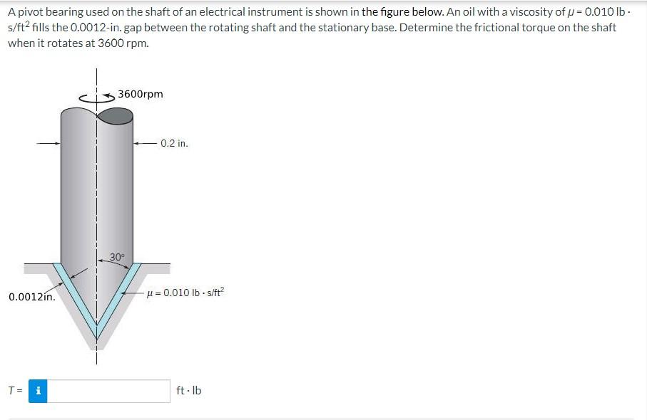 Solved A pivot bearing used on the shaft of an electrical