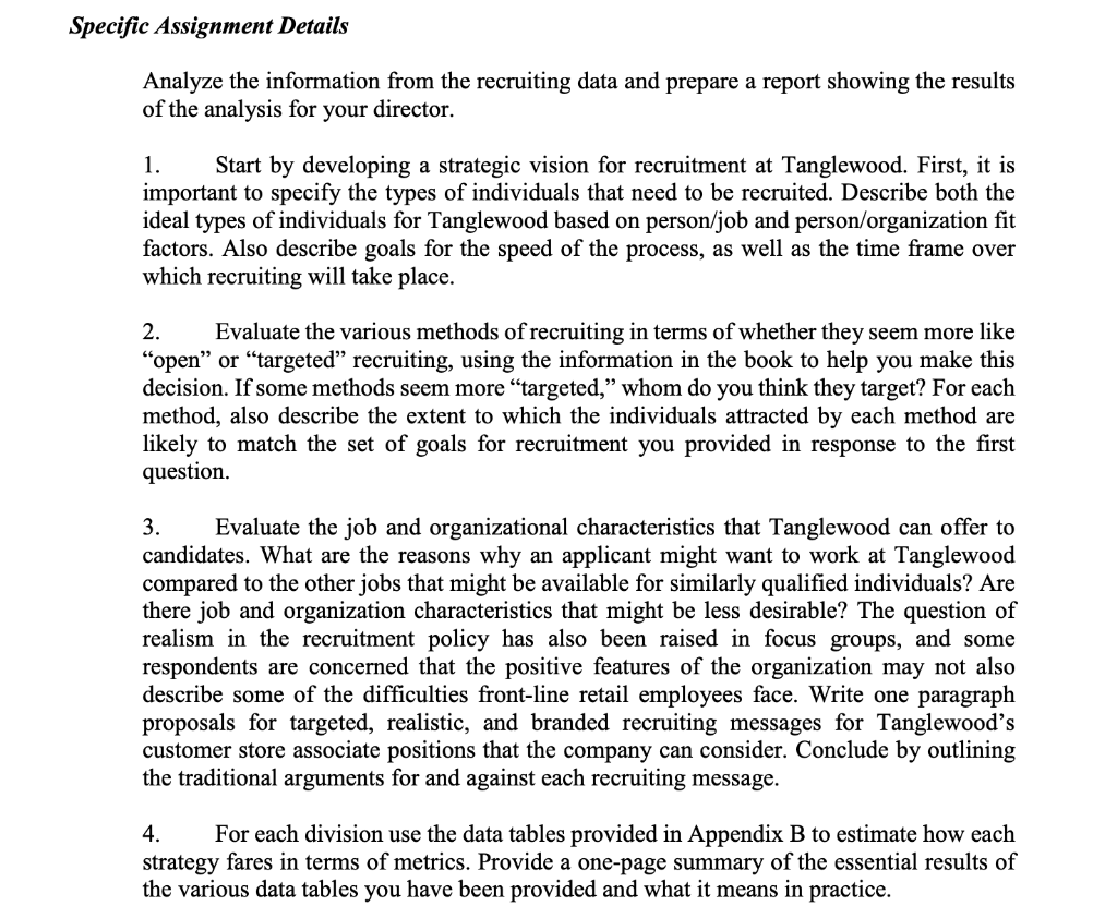 Solved CASE THREE: RECRUITING Case Objectives Recruiting is
