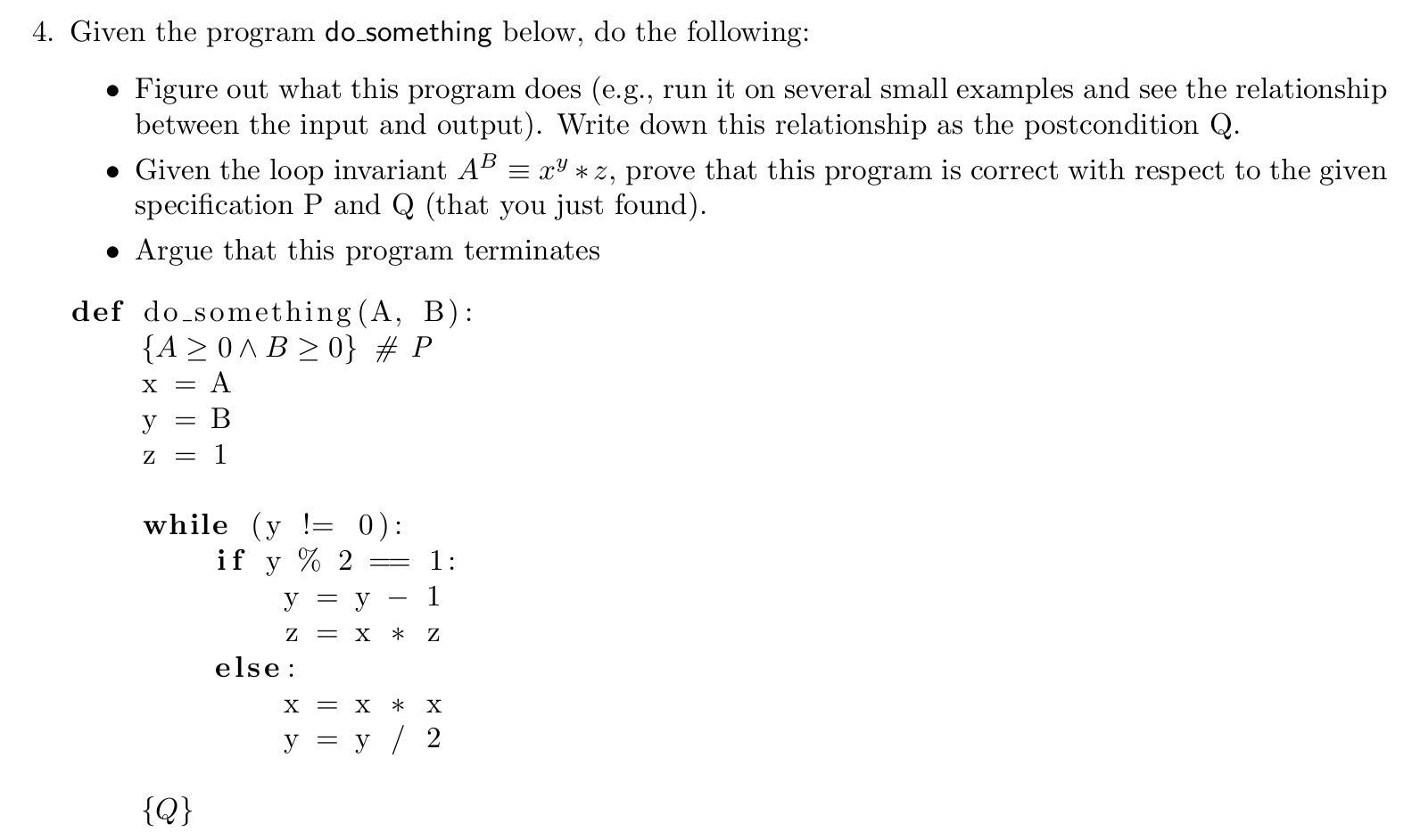 4. Given the program do something below, do the | Chegg.com