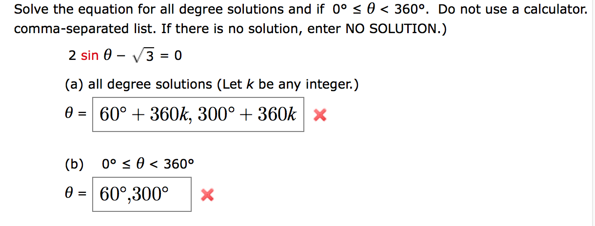 Solved Solve the equation for all degree solutions and if 0° | Chegg.com