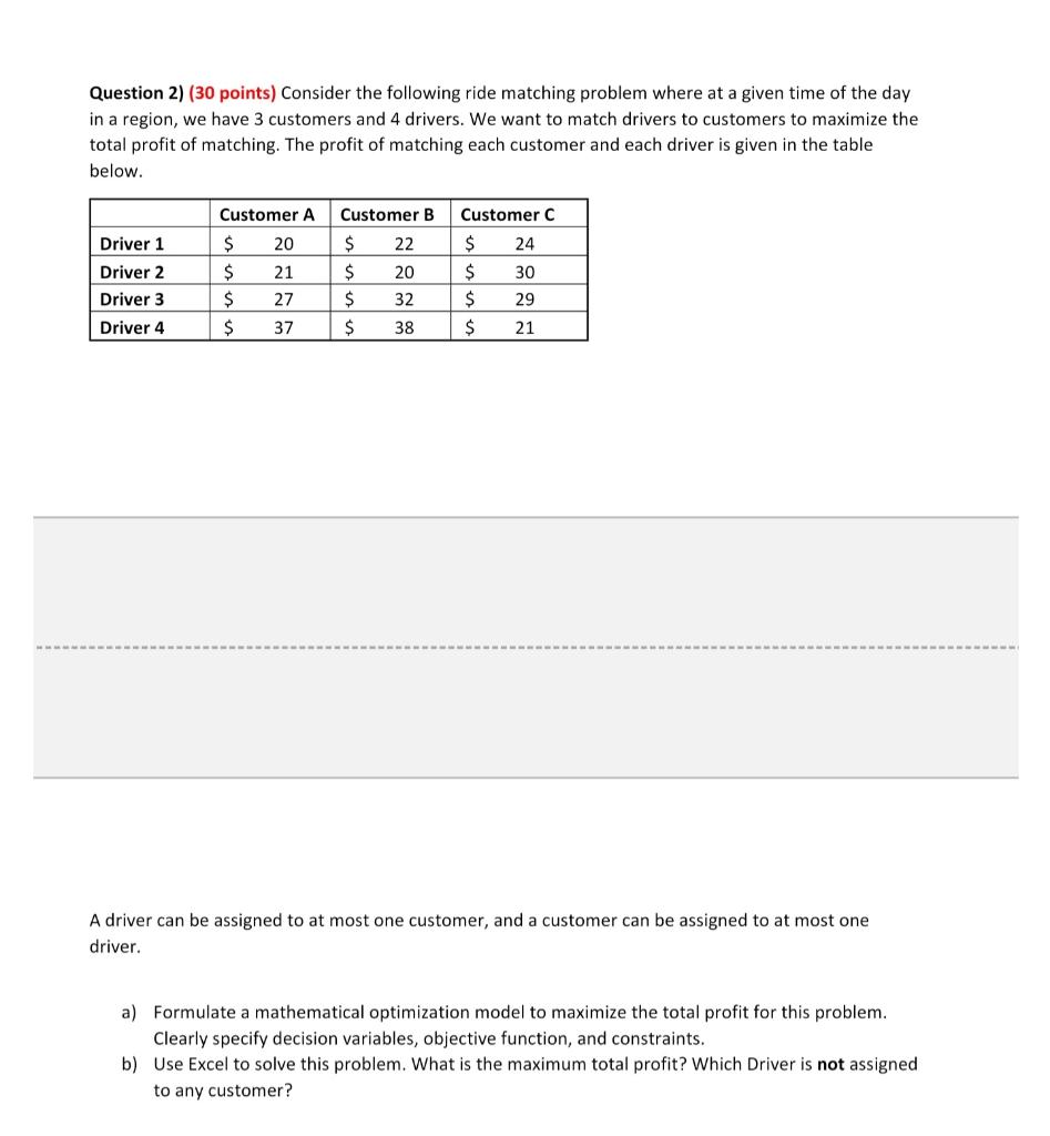 Solved Question 2) (30 points) Consider the following ride | Chegg.com