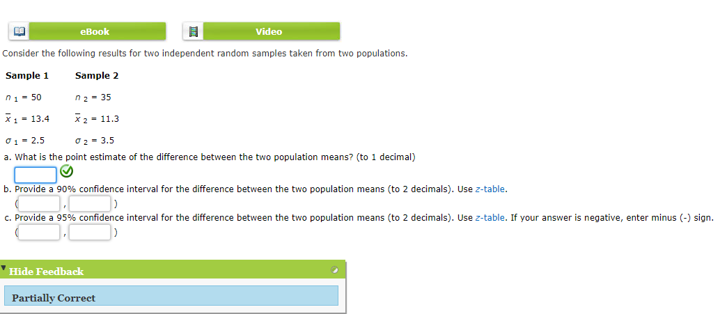 Solved eBook Video Consider the following results for two | Chegg.com