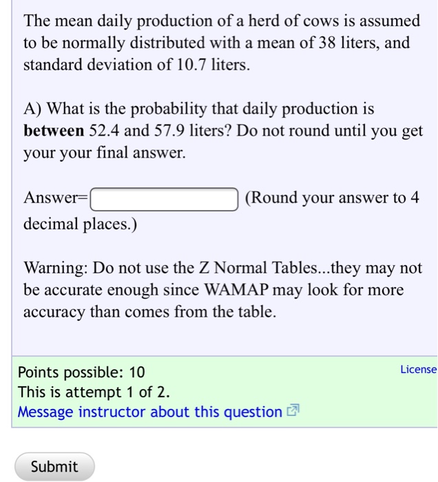 Solved The mean daily production of a herd of cows is