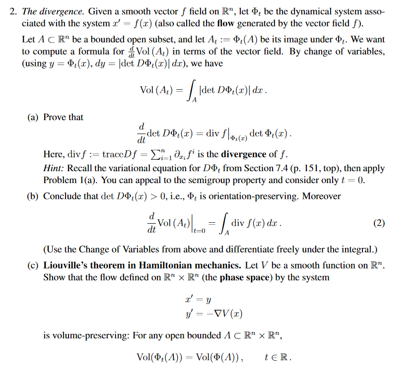 2 The Divergence Given A Smooth Vector F Field O Chegg Com