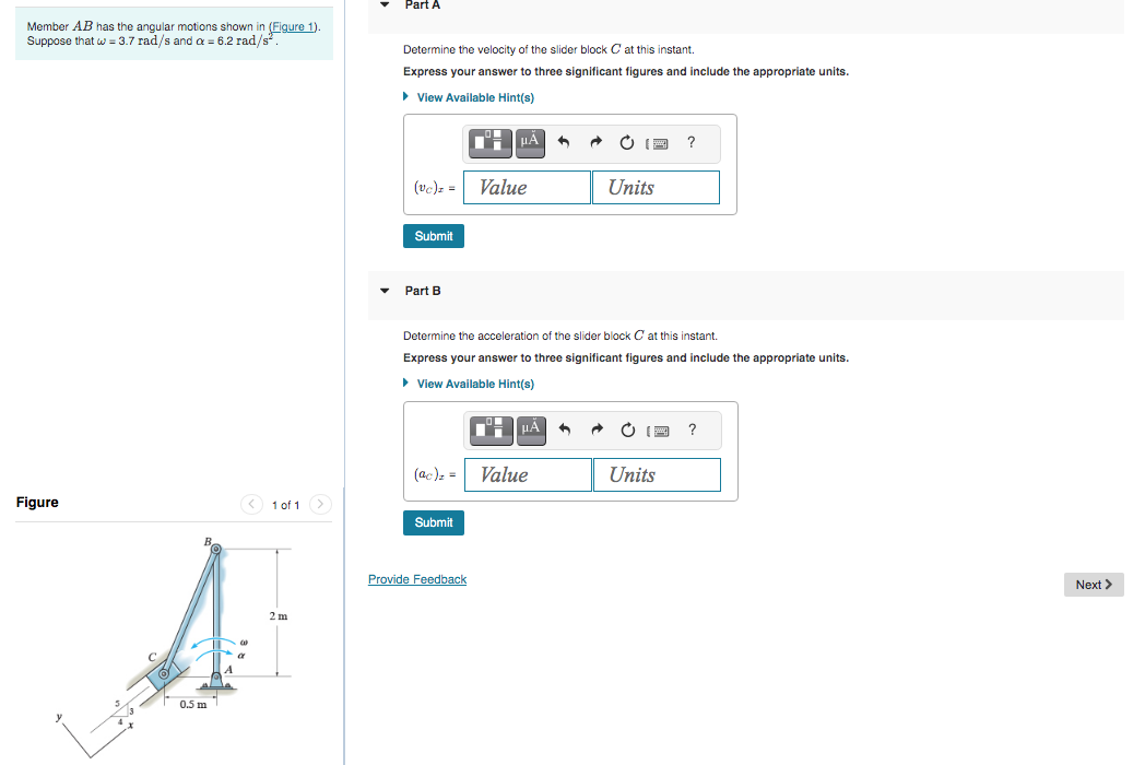 Solved Member AB ﻿has The Angular Motions Shown In (Figure | Chegg.com