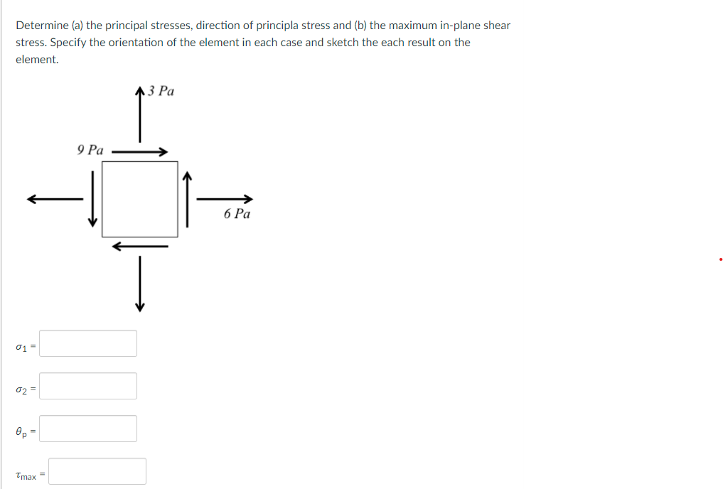 Solved Determine (a) The Principal Stresses, Direction Of | Chegg.com